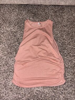 glam Shimmery Rose Tank with Side Ruching